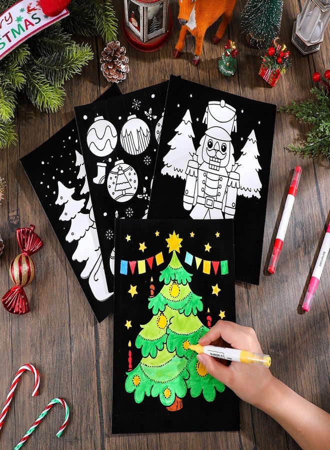 Moinchore 48 Pcs Christmas Velvet Coloring Posters Christmas Fuzzy Felt Coloring Pages Xmas Crafts for Adults Teenagers Classroom Holiday Arts Crafts Activity Party - Image 4